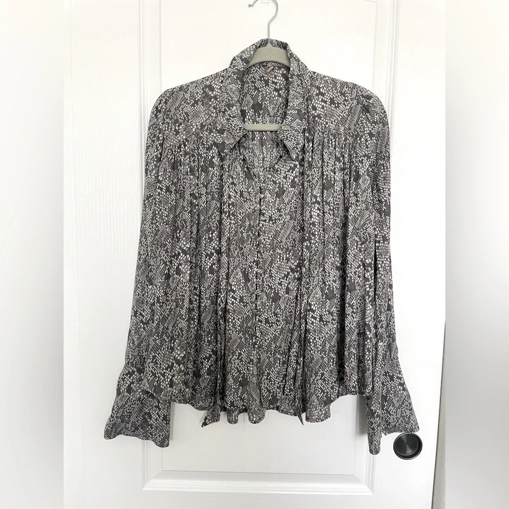 Free People | Tops | Free People High Low Snake Print Blouse | Poshmark